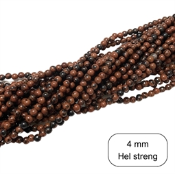 4 mm Obsidian Mahogni perler - Hel streng